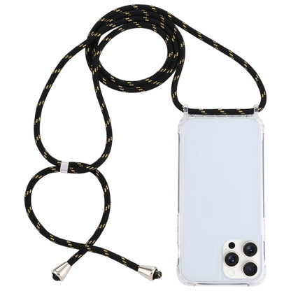 For iPhone 16 Pro Transparent Acrylic Airbag Shockproof Phone Protective Case with Lanyard(Black Gold) - iPhone 16 Pro Cases by buy2fix | Online Shopping UK | buy2fix