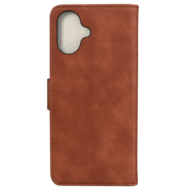 For iPhone 16 Plus Skin Feel Pure Color Flip Leather Phone Case(Brown) - iPhone 16 Plus Cases by buy2fix | Online Shopping UK | buy2fix