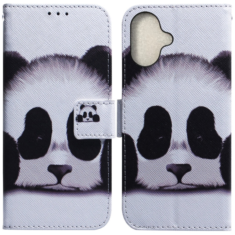 For iPhone 16 Coloured Drawing Flip Leather Phone Case(Panda) - iPhone 16 Cases by buy2fix | Online Shopping UK | buy2fix