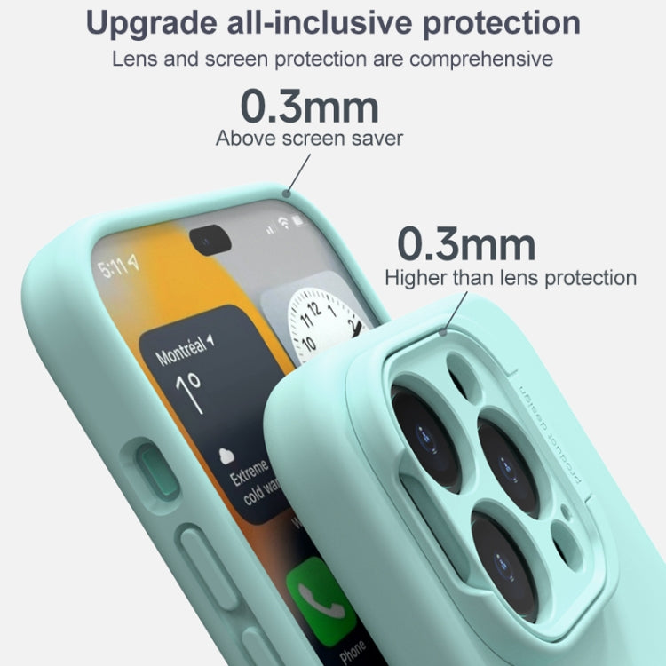 For iPhone 14 Pro MagSafe Liquid Silicone Lens Holder Phone Case(Blue) - iPhone 14 Pro Cases by buy2fix | Online Shopping UK | buy2fix