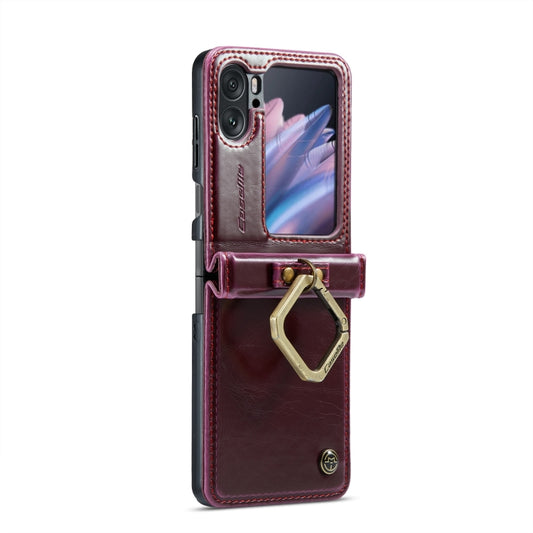 For OPPO Find N2 Flip CaseMe 003 Crazy Horse Texture Leather Phone Case with Ring Holder(Red) - OPPO Cases by CaseMe | Online Shopping UK | buy2fix