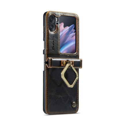 For OPPO Find N2 Flip CaseMe 003 Crazy Horse Texture Leather Phone Case with Ring Holder(Coffee) - OPPO Cases by CaseMe | Online Shopping UK | buy2fix