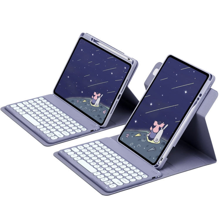 For iPad 10th Gen 10.9 2022 Round Button 360 Degree Rotatable Bluetooth Keyboard Leather Case(Lavender Purple) - Universal by buy2fix | Online Shopping UK | buy2fix