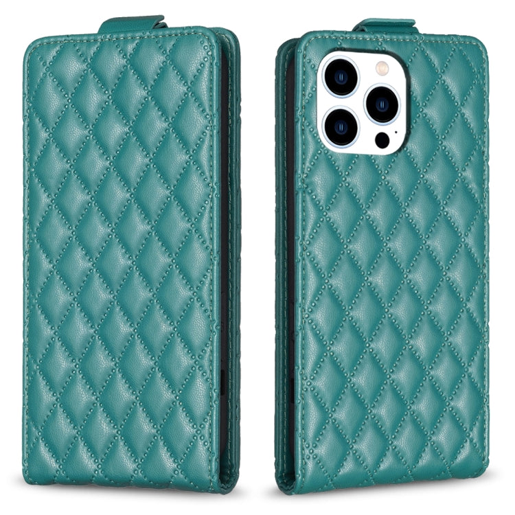 For iPhone 16 Pro Max Diamond Lattice Vertical Flip Leather Phone Case(Green) - iPhone 16 Pro Max Cases by buy2fix | Online Shopping UK | buy2fix