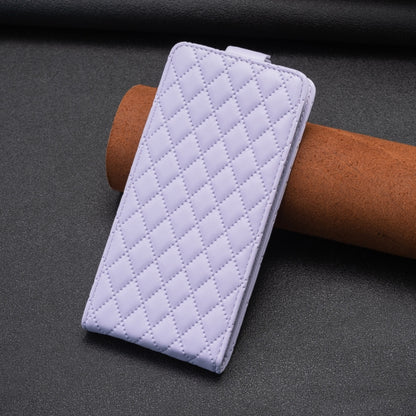 For iPhone 16 Diamond Lattice Vertical Flip Leather Phone Case(Purple) - iPhone 16 Cases by buy2fix | Online Shopping UK | buy2fix