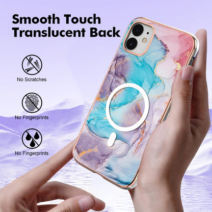 For iPhone 11 Marble Pattern Dual-side IMD Magsafe TPU Phone Case(Blue Marble) - iPhone 11 Cases by buy2fix | Online Shopping UK | buy2fix