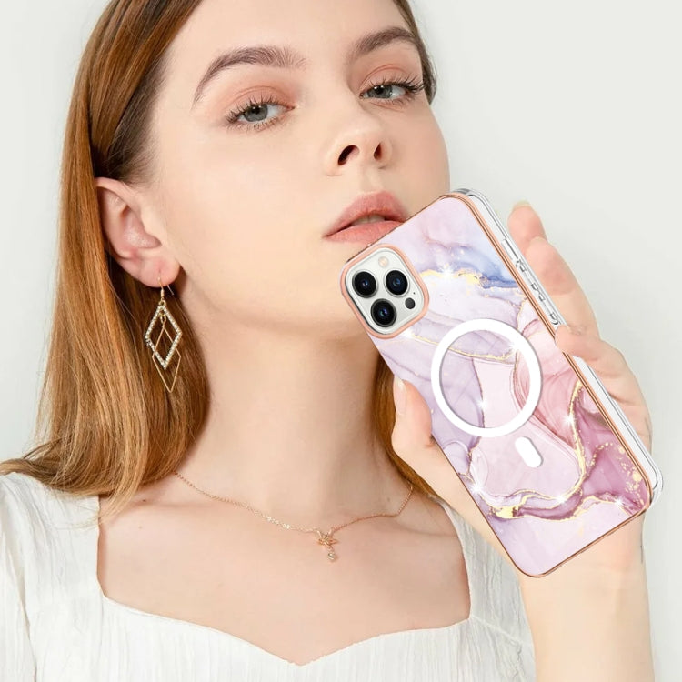 For iPhone 13 Pro Max Marble Pattern Dual-side IMD Magsafe TPU Phone Case(Rose Gold 005) - iPhone 13 Pro Max Cases by buy2fix | Online Shopping UK | buy2fix