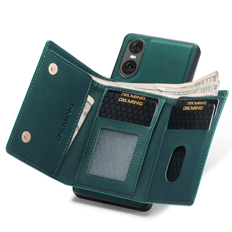 For Sony Xperia 10 VI DG.MING M1 Series 3-Fold Multi Card Wallet + Magnetic Phone Case(Green) - Sony Cases by DG.MING | Online Shopping UK | buy2fix