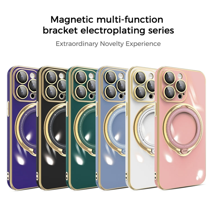 For iPhone 11 Pro Max Multifunction Electroplating MagSafe Holder Phone Case(Pink) - iPhone 11 Pro Max Cases by buy2fix | Online Shopping UK | buy2fix