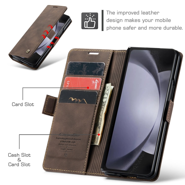 For Samsung Galaxy Z Fold5 CaseMe-013 Multifunctional Retro Frosted Leather Phone Case(Coffee) - Galaxy Z Fold5 Cases by CaseMe | Online Shopping UK | buy2fix