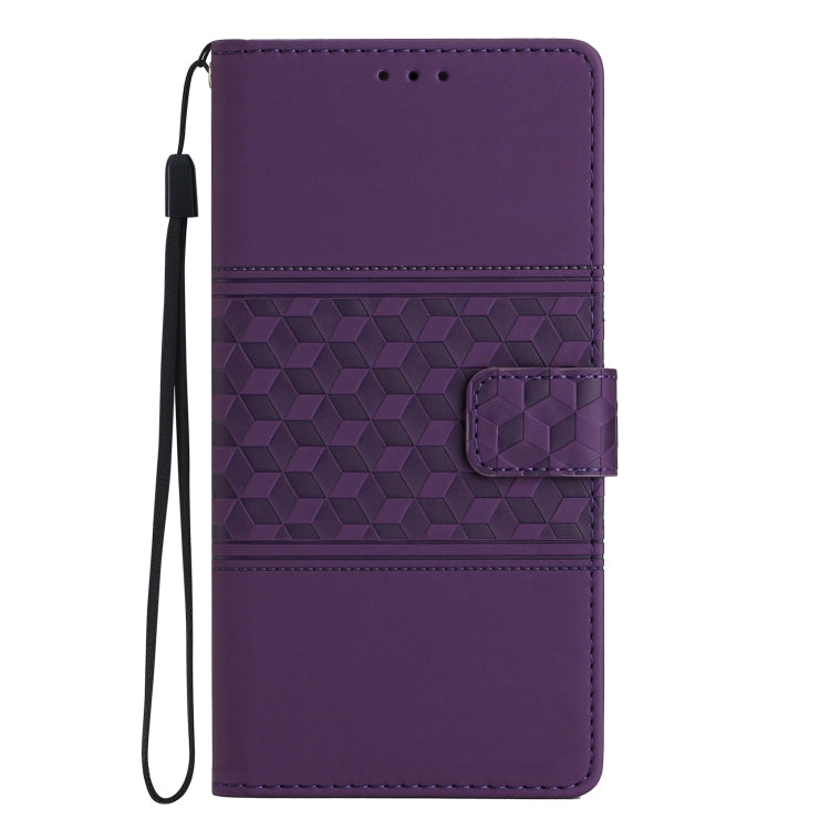 For iPhone 16 Diamond Embossed Skin Feel Leather Phone Case(Purple) - iPhone 16 Cases by buy2fix | Online Shopping UK | buy2fix