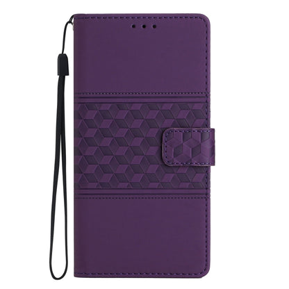 For iPhone 16 Diamond Embossed Skin Feel Leather Phone Case(Purple) - iPhone 16 Cases by buy2fix | Online Shopping UK | buy2fix