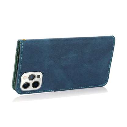 For iPhone 16 Pro Max Dual-color Stitching Leather Phone Case(Blue Green) - iPhone 16 Pro Max Cases by buy2fix | Online Shopping UK | buy2fix