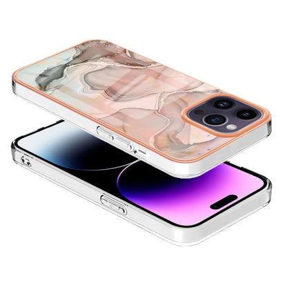 For iPhone 16 Pro Electroplating Marble Dual-side IMD Phone Case(Rose Gold 015) - iPhone 16 Pro Cases by buy2fix | Online Shopping UK | buy2fix