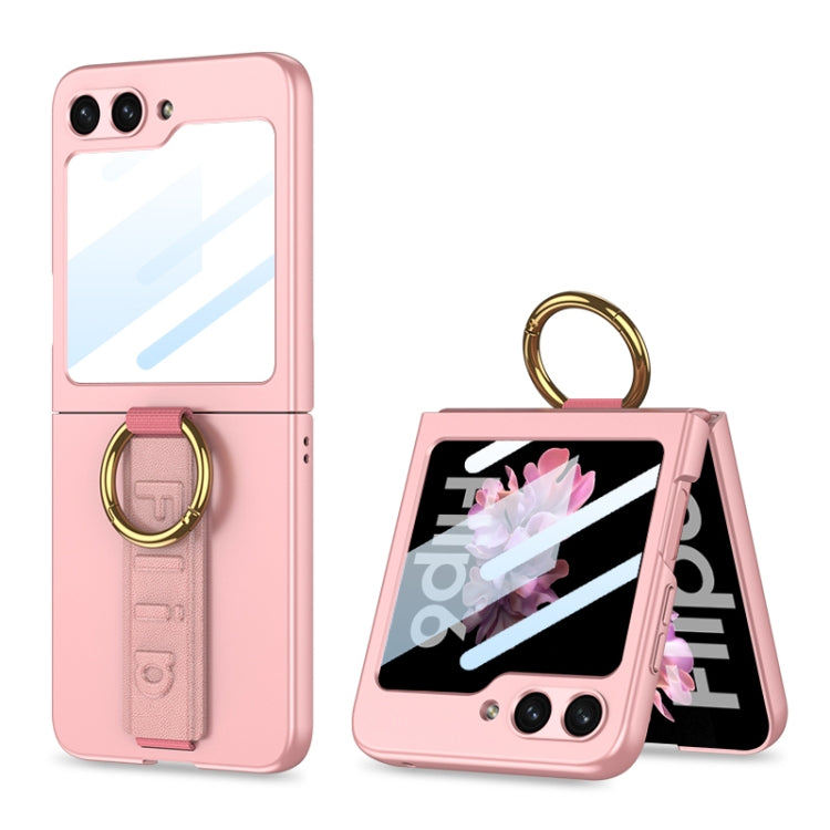 For Samsung Galaxy Z Flip6 GKK Integrated Ultrathin Shockproof Phone Case with Ring Wrist Strap(Pink) - Galaxy Phone Cases by GKK | Online Shopping UK | buy2fix