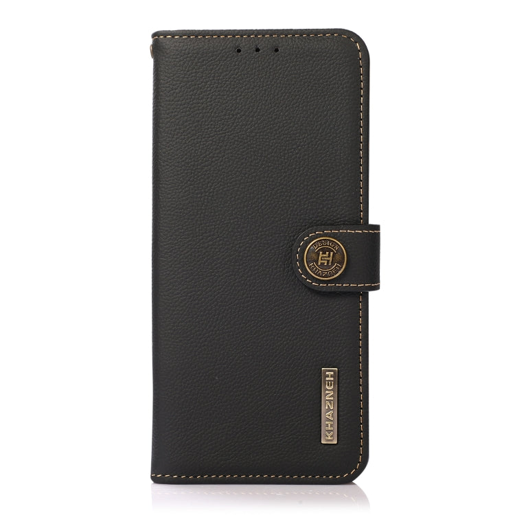 For OnePlus 12 KHAZNEH Custer Genuine Leather RFID Phone Case(Black) - OnePlus Cases by buy2fix | Online Shopping UK | buy2fix