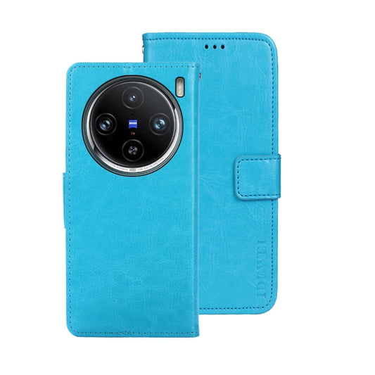 For vivo X100 Pro idewei Crazy Horse Texture Leather Phone Case(Sky Blue) - X100 Pro Cases by idewei | Online Shopping UK | buy2fix