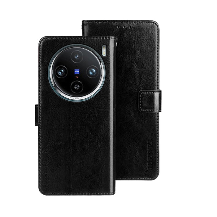 For vivo X100 Pro idewei Crazy Horse Texture Leather Phone Case(Black) - X100 Pro Cases by idewei | Online Shopping UK | buy2fix