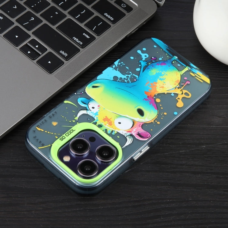 For iPhone 16 Pro Max Animal Pattern Oil Painting Series PC + TPU Phone Case(Happy Mouse) - iPhone 16 Pro Max Cases by buy2fix | Online Shopping UK | buy2fix