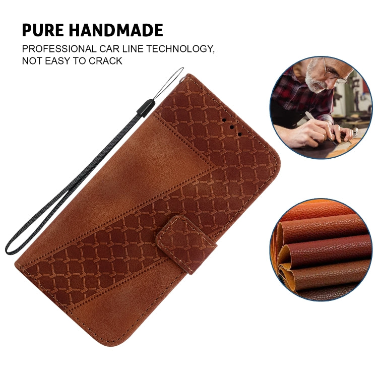 For iPhone SE 2024 Seven-shaped Embossed Leather Phone Case(Brown) - More iPhone Cases by buy2fix | Online Shopping UK | buy2fix