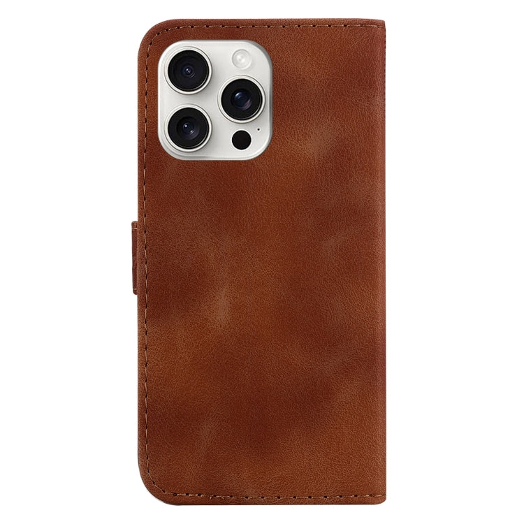 For iPhone 16 Pro Seven-shaped Embossed Leather Phone Case(Brown) - iPhone 16 Pro Cases by buy2fix | Online Shopping UK | buy2fix