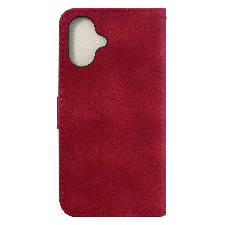 For iPhone 16 Plus Seven-shaped Embossed Leather Phone Case(Red) - iPhone 16 Plus Cases by buy2fix | Online Shopping UK | buy2fix