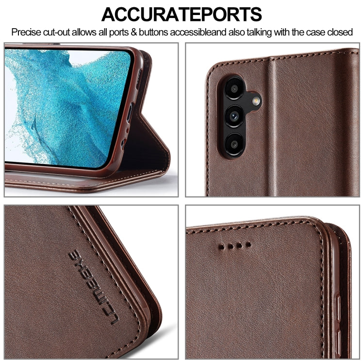 For Samsung Galaxy A05S LC.IMEEKE Calf Texture Leather Phone Case(Coffee) - Galaxy Phone Cases by LC.IMEEKE | Online Shopping UK | buy2fix