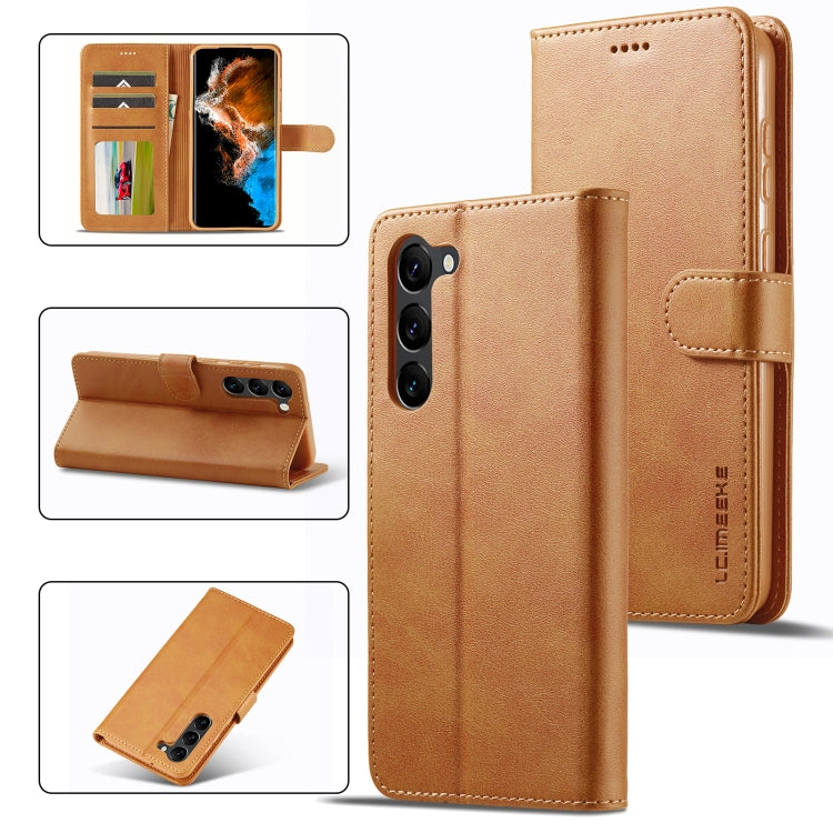 For Samsung Galaxy S24 5G LC.IMEEKE Calf Texture Leather Phone Case(Brown) - Galaxy S24 5G Cases by LC.IMEEKE | Online Shopping UK | buy2fix