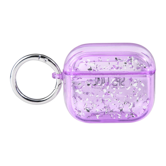 For AirPods Pro Silver Foil Epoxy Bluetooth Earphone Protective Case(Purple) - For AirPods Pro by buy2fix | Online Shopping UK | buy2fix