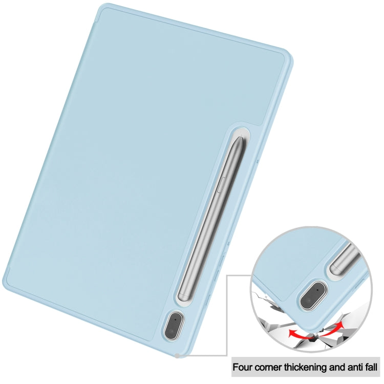 For Samsung Galaxy Tab S9 3-Fold Pure Color TPU Smart Leather Tablet Case with Pen Slot(Light Blue) - Galaxy Tab S9 Cases by buy2fix | Online Shopping UK | buy2fix