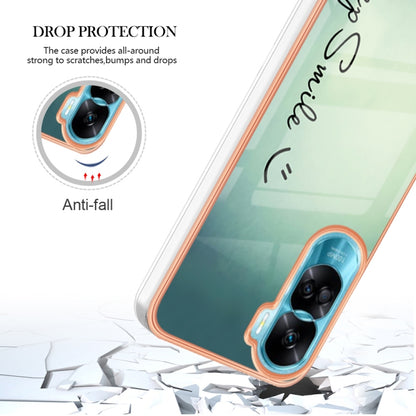 For Honor 90 Lite 5G Electroplating Marble Dual-side IMD Phone Case(Smile) - Honor Cases by buy2fix | Online Shopping UK | buy2fix