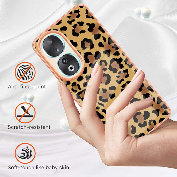 For Honor 90 5G Electroplating Marble Dual-side IMD Phone Case(Leopard Print) - Honor Cases by buy2fix | Online Shopping UK | buy2fix