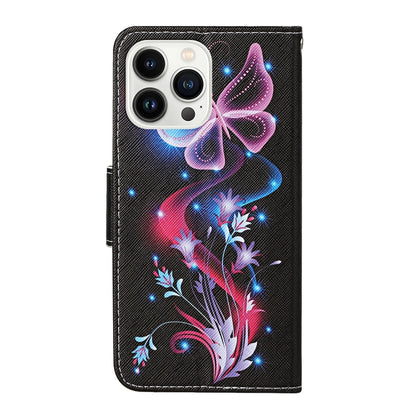 For iPhone 16 Pro Max 3D Colored Drawing Flip Leather Phone Case(Fluorescent Butterfly) - iPhone 16 Pro Max Cases by buy2fix | Online Shopping UK | buy2fix