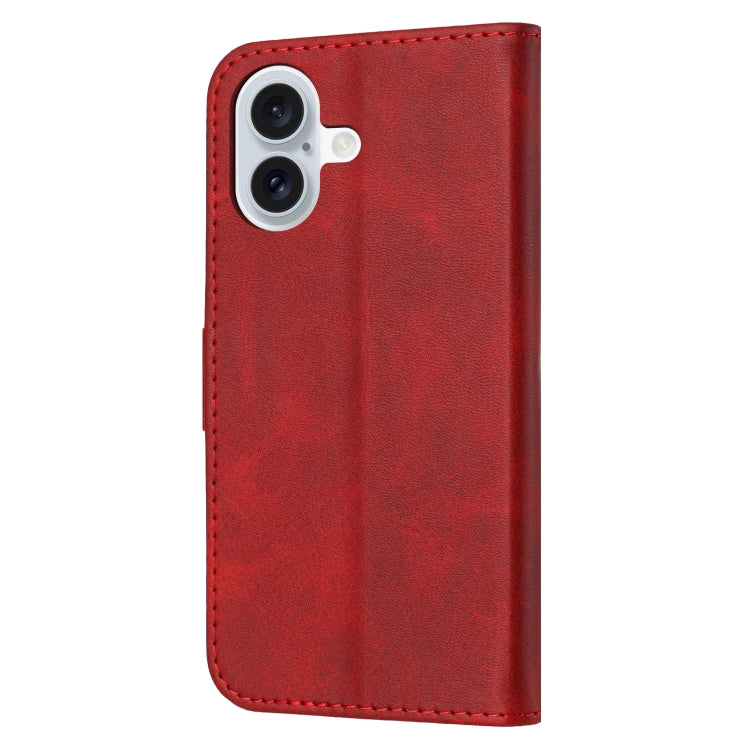 For iPhone 16 Embossed Happy Cat Pattern Flip Leather Phone Case(Red) - iPhone 16 Cases by buy2fix | Online Shopping UK | buy2fix