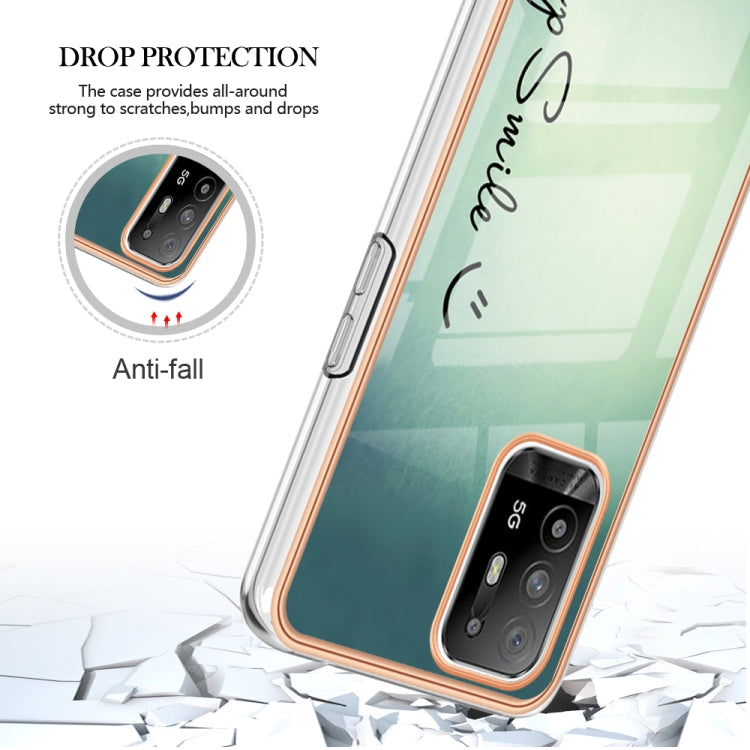 For OPPO A94 5G / A95 5G Electroplating Marble Dual-side IMD Phone Case(Smile) - OPPO Cases by buy2fix | Online Shopping UK | buy2fix