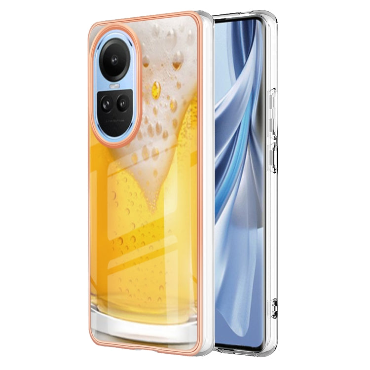 For OPPO Reno10 5G Global Electroplating Marble Dual-side IMD Phone Case(Draft Beer) - OPPO Cases by buy2fix | Online Shopping UK | buy2fix