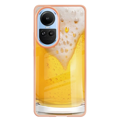 For OPPO Reno10 5G Global Electroplating Marble Dual-side IMD Phone Case(Draft Beer) - OPPO Cases by buy2fix | Online Shopping UK | buy2fix