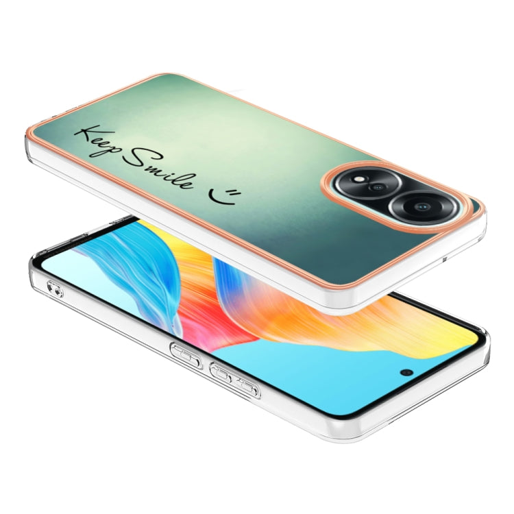 For OPPO A58 4G Electroplating Marble Dual-side IMD Phone Case(Smile) - OPPO Cases by buy2fix | Online Shopping UK | buy2fix