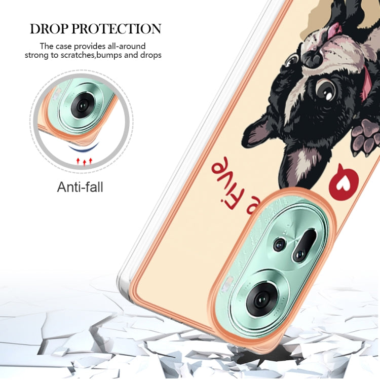 For OPPO Reno11 5G Global Electroplating Marble Dual-side IMD Phone Case(Lucky Dog) - Reno11 Cases by buy2fix | Online Shopping UK | buy2fix