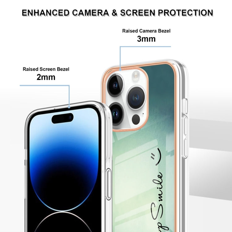 For iPhone 16 Pro Max Electroplating Marble Dual-side IMD Phone Case(Smile) - iPhone 16 Pro Max Cases by buy2fix | Online Shopping UK | buy2fix