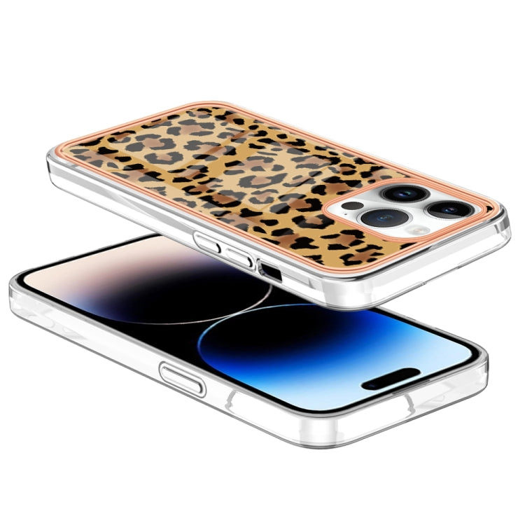 For iPhone 16 Pro Electroplating Marble Dual-side IMD Phone Case(Leopard Print) - iPhone 16 Pro Cases by buy2fix | Online Shopping UK | buy2fix