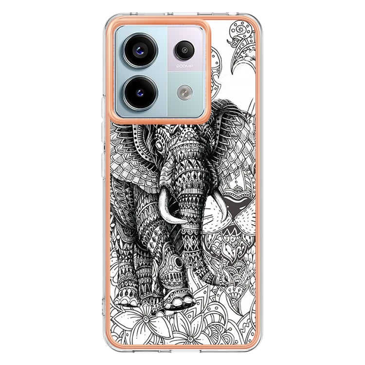 For Xiaomi Redmi Note 13 Pro 5G Global Electroplating Marble Dual-side IMD Phone Case(Totem Elephant) - Note 13 Pro Cases by buy2fix | Online Shopping UK | buy2fix