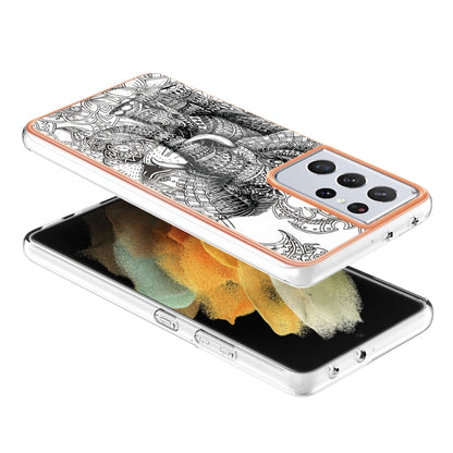 For Samsung Galaxy S21 Ultra 5G Electroplating Marble Dual-side IMD Phone Case(Totem Elephant) - Galaxy S21 Ultra 5G Cases by buy2fix | Online Shopping UK | buy2fix