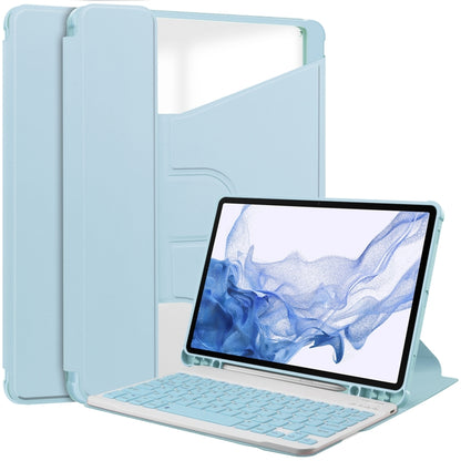 For Samsung Galaxy Tab S9 360 Rotation Transparent Smart Leather Case with Keyboard(Sky Blue) - Galaxy Tab S9 Cases by buy2fix | Online Shopping UK | buy2fix