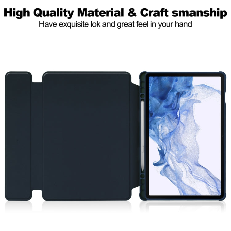 For Samsung Galaxy Tab S9 360 Rotation Transparent Smart Leather Case with Keyboard(Dark Blue) - Galaxy Tab S9 Cases by buy2fix | Online Shopping UK | buy2fix