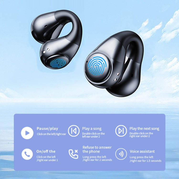 JR01 Transparent Capsule Smart Digital Display Ear-hook Bluetooth Earphones(Black) - Bluetooth Earphone by buy2fix | Online Shopping UK | buy2fix