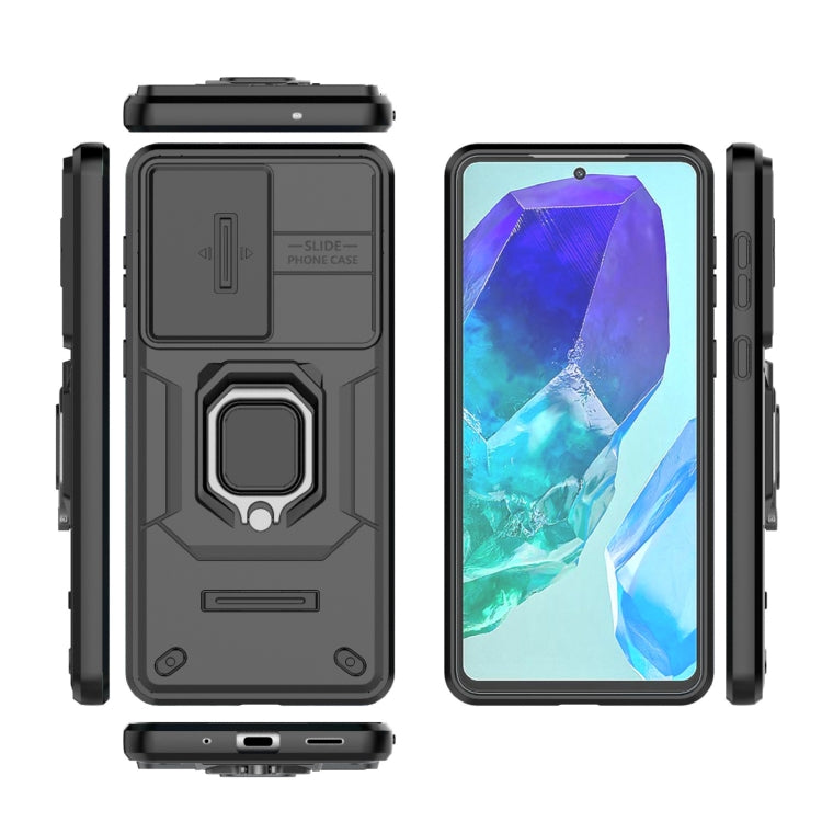 For Samsung Galaxy M55 5G Sliding Camshield TPU + PC Shockproof Phone Case with Holder(Black) - Galaxy Phone Cases by buy2fix | Online Shopping UK | buy2fix