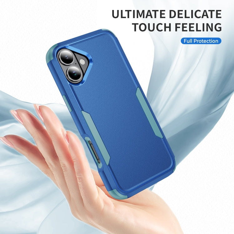 For iPhone 16 Commuter Shockproof TPU + PC Phone Case(Royal Blue+Grey Green) - iPhone 16 Cases by buy2fix | Online Shopping UK | buy2fix