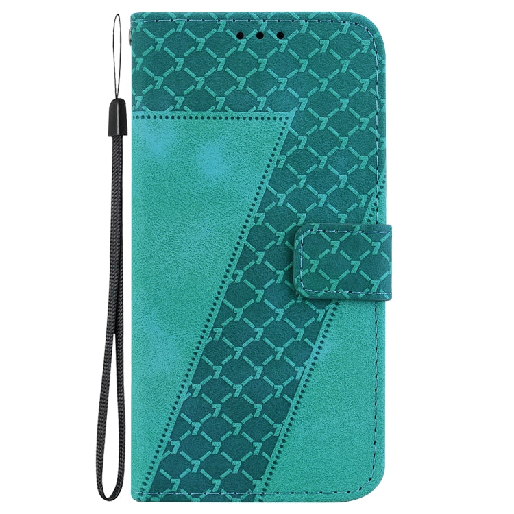 For OPPO A60 4G 7-shaped Embossed Leather Phone Case(Green) - OPPO Cases by buy2fix | Online Shopping UK | buy2fix