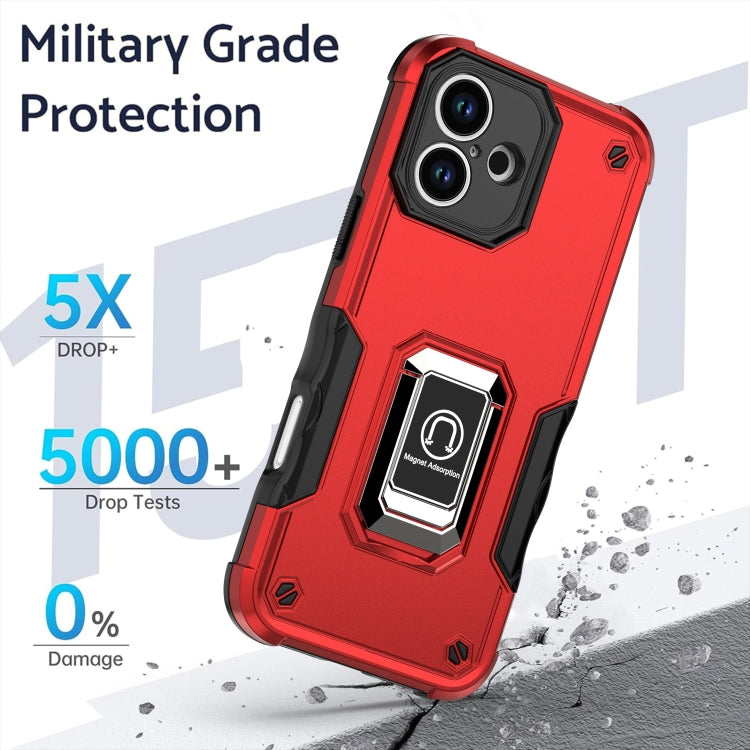 For iPhone 16 Ring Holder Non-slip Shockproof Armor Phone Case(Blue) - iPhone 16 Cases by buy2fix | Online Shopping UK | buy2fix